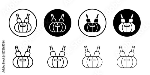 beer bottles in basket icon Simple outline vector logo