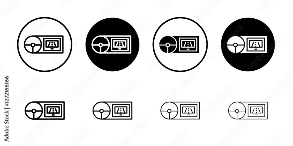 Fototapeta premium Car with touchscreen display icon Simple outline vector logo