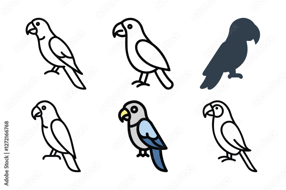 Ara parrot vector. Birds of Amazonian forests in flat design illustration.
