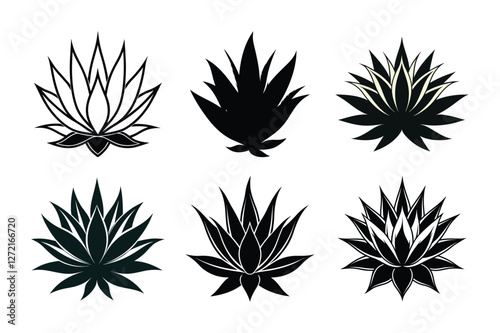 WAgave wild flower vector silhouette illustration