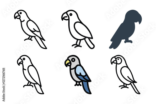 Ara parrot vector. Birds of Amazonian forests in flat design illustration.