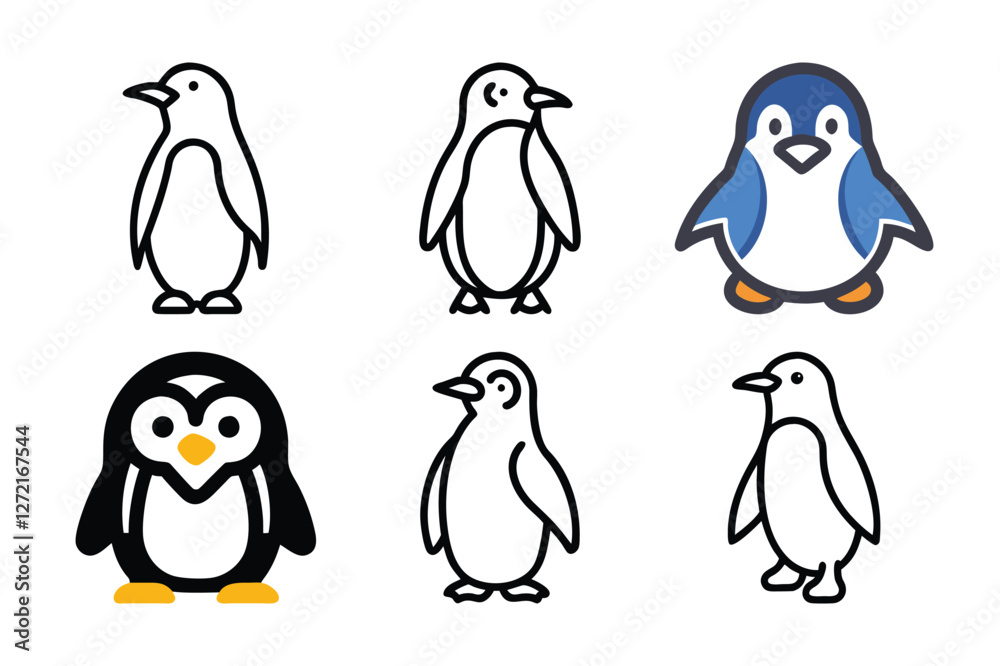 Obraz premium Penguin flat vector illustration on white background.