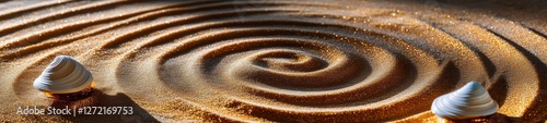 Obraz na płótnie Zen Gardens Reimagined, Spiral Patterns in Futuristic Design w salonie