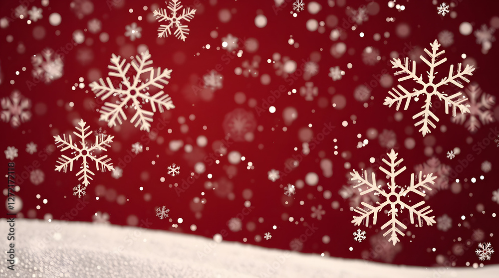 Falling white snowflakes and glitters on shiny gradient Falling white snowflakes and glitters on shiny gradient