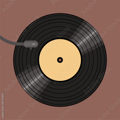 Vinyl disk retro style illustration vector art decor design 70s, 80s, 90s music pattern