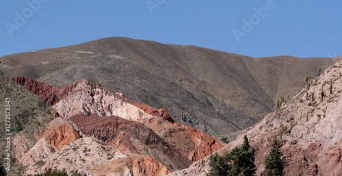 View of the desert mountains on the way. Andes mountains, Jujuy, Argentina.
