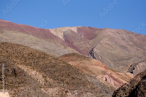 View of the desert mountains on the way. Andes mountains, Jujuy, Argentina.