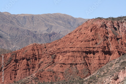 View of the desert mountains on the way. Andes mountains, Jujuy, Argentina.
