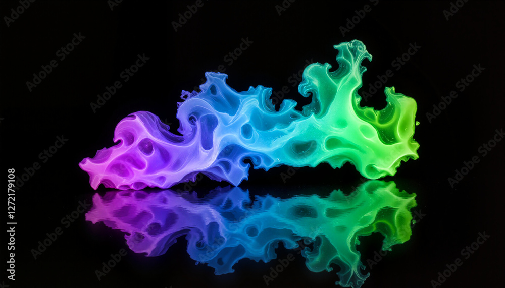 Obraz premium Three-dimensional holographic painting with glowing brushstrokes in neon colors, abstract art