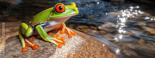 Obraz na płótnie Red-Eyed Tree Frog, Nature’s Vibrant Palette w salonie