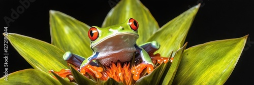 Obraz na płótnie Red-Eyed Tree Frog, Nature’s Vibrant Palette w salonie