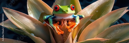 Obraz na płótnie Red-Eyed Tree Frog, Nature’s Vibrant Palette w salonie