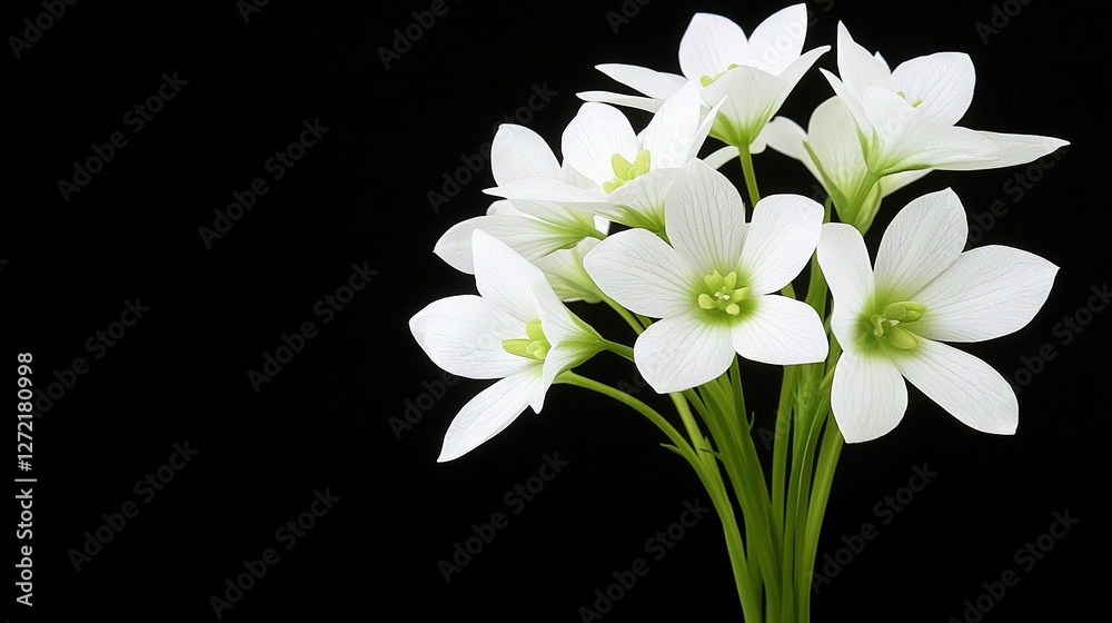 Obraz premium A black vase filled with white flowers stands against a dark background
