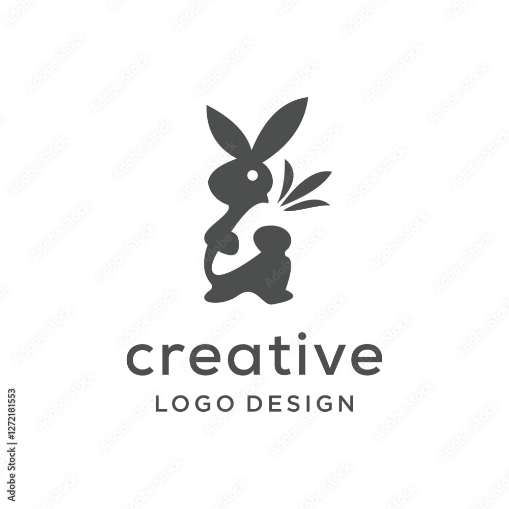 Rabbit with carrots silhouette,logo design Template vector Rabbit with carrots silhouette,logo design Template vector