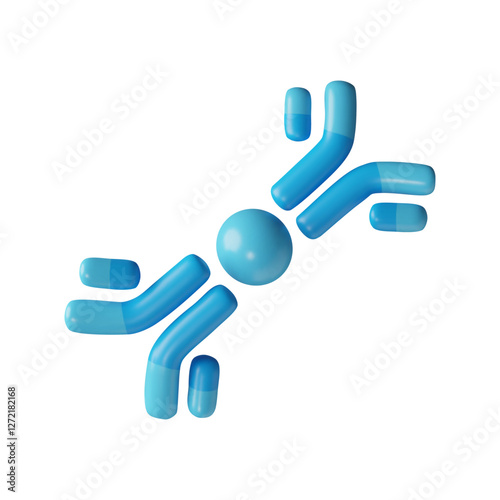 3d vector of immunoglobulin antibody structure, blue color.