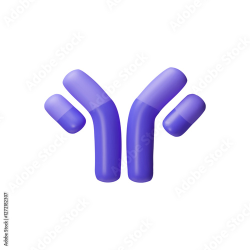 3D vector of immunoglobulin molecule, purple color. Protective antibodies.