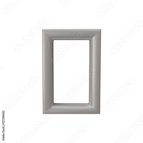 3D rectangle vector frame, grey glossy window silhouette, volume border design for picture or photo, vintage empty shape