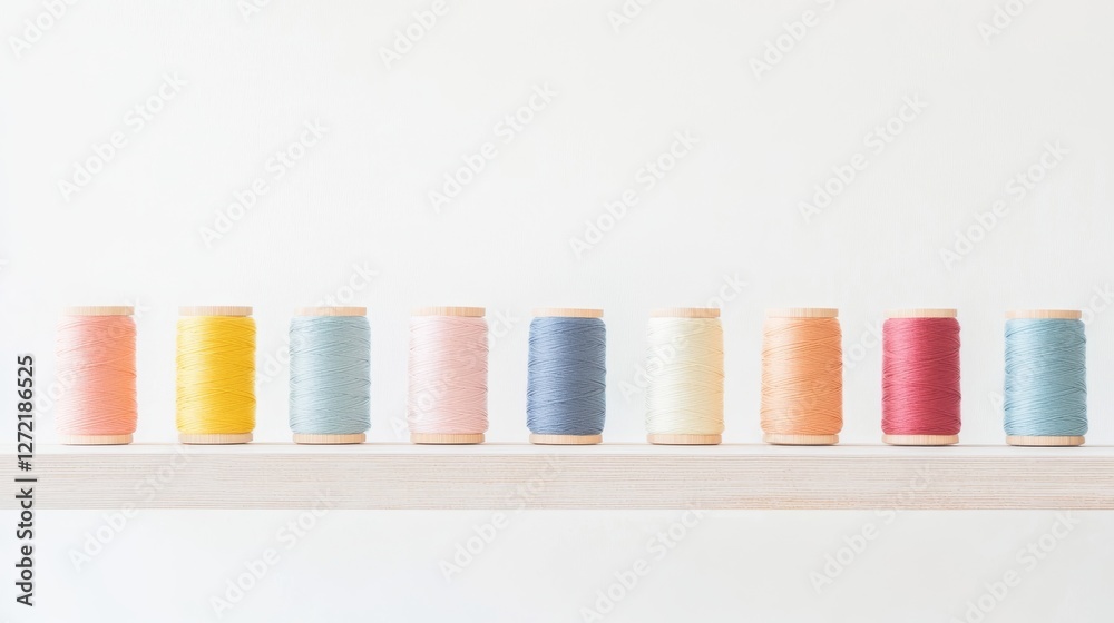 Spools of bright sewing threads isolated on white Spools of bright sewing threads isolated on white