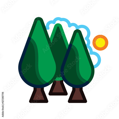 trees forest emoji vector illustration