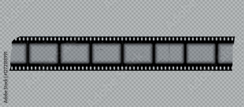 Vector illustration of old retro film strip with empty scratched slides.