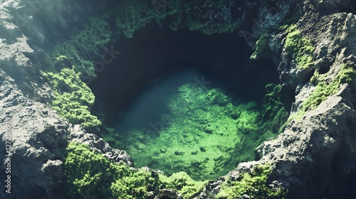 A lake hidden deep within an ancient volcano its water