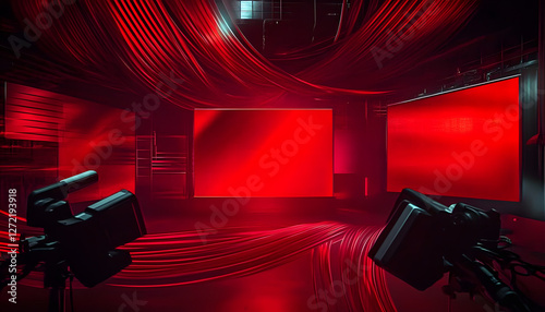 Creative red news background. Generated image