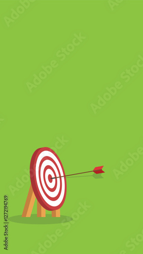 Business challenge failure and success concept. Red arrow hits the center.	