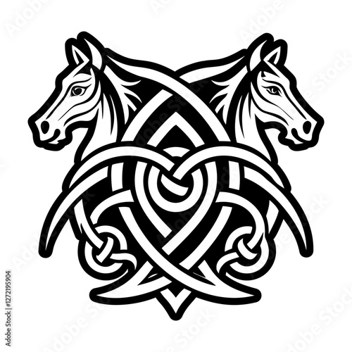 A glyph style icon of celtic horse symbol