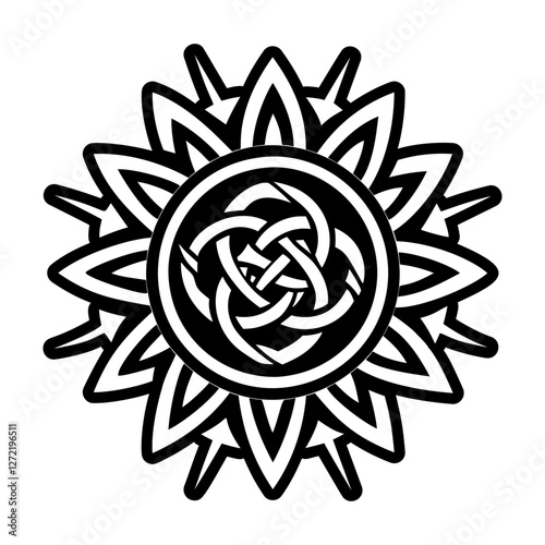 Sunburst knot icon in filled style