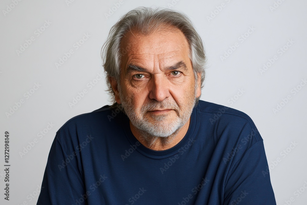 Portrait of a mature man with a thoughtful expression in a casual setting Portrait of a mature man with a thoughtful expression in a casual setting