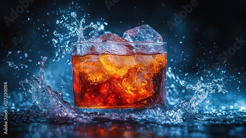 Sparkling Drink Splash on Dark Background photo