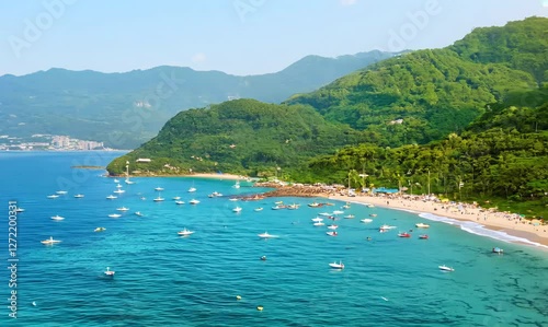 stunning panoramic view of summer on seto inland sea