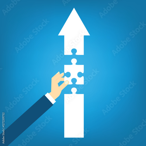 Teamwork working together to success, cooperation or team building collaborate to solve problem, partnership, help and support, business people colleagues help work together to connect jigsaw puzzle.