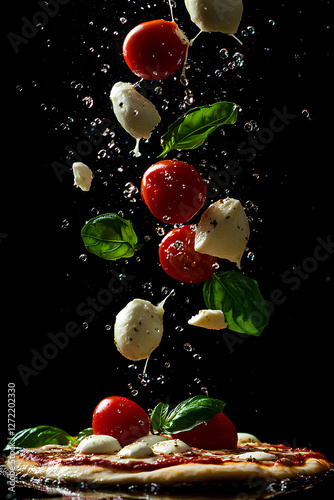 making of the margherita pizza close up