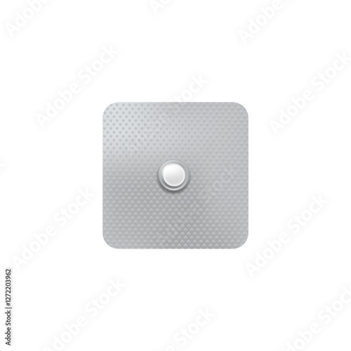 Vector illustration of single round white pill in blister.