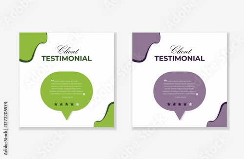Modern client testimonial or social media post design, customer service feedback review post template with star ratings
