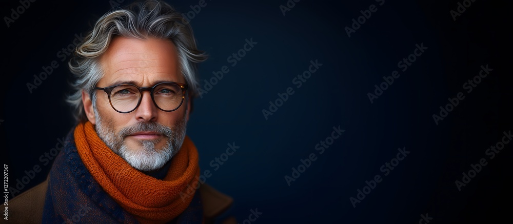 Portrait of a mature man in a dark studio high-resolution photography intimate environment close-up view character depth Portrait of a mature man in a dark studio high-resolution photography intimate environment close-up view character depth
