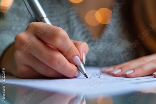 Person holding last will and testament form in close-up view