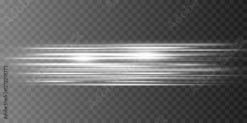 Flash line glowing.White horizontal beams.Vector light special effect.