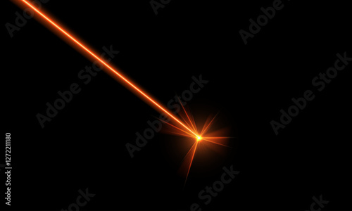 Vector illustration of laser beam effect with bright orange glow and flash.