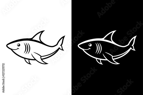 Shark fish icon vector on White Background ,Vector Art Illustration on white background.
