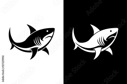 Shark fish icon vector on White Background ,Vector Art Illustration on white background.