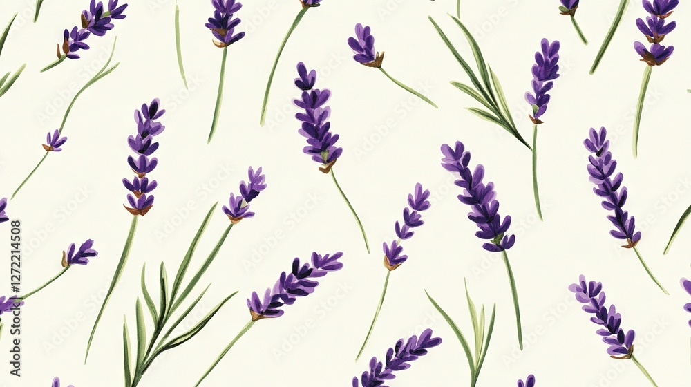 Naklejka premium A close-up of lavender flowers on a white background, with purple flowers in the foreground