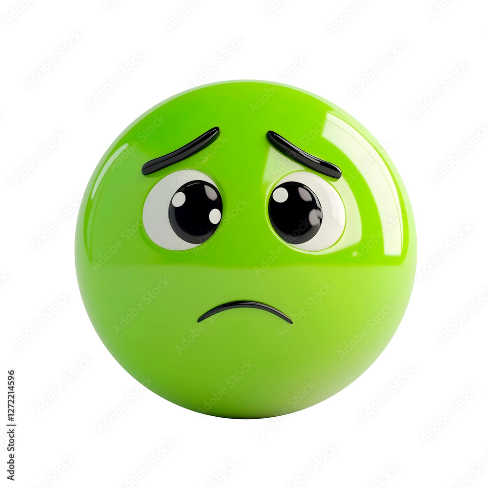 isolated green 3d emoji sad face on plain background upset emoticons reaction icons isolated green 3d emoji sad face on plain background upset emoticons reaction icons