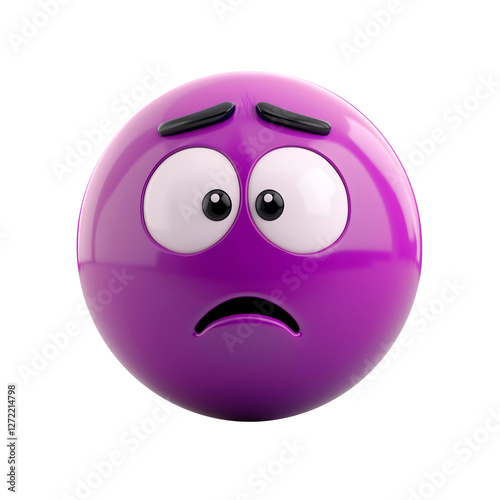 isolated purple 3d emoji confused face on plain background funny emoticons reaction icons