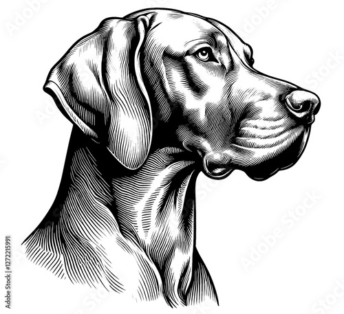 Hand drawn Vizsla portrait, vector sketch isolated on white background, SVG vector	