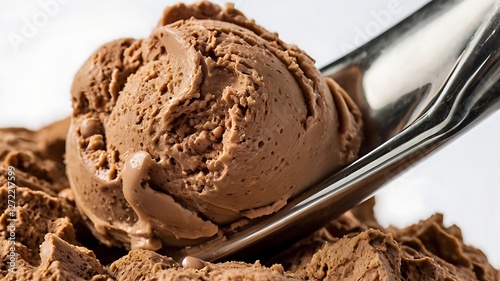 Rich coffee-flavored gelato captured in extreme closeup with smooth texture and detail photo