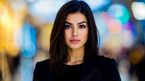 Wallpaper Mural A woman in a black suit standing in front of a city street Torontodigital.ca