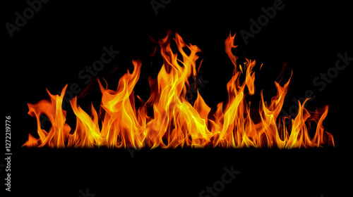 Fire flames on a black background