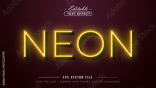 Editable yellow Neon text effect on dark background for creative design projects.